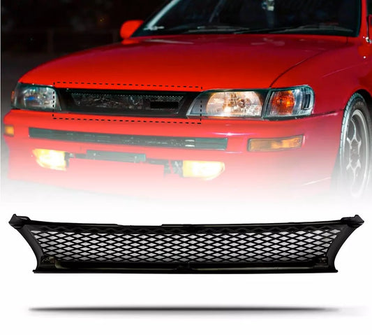 For 93-97 Toyota Corolla Black Badgeless Honeycomb Sport Mesh Front Grille Grill