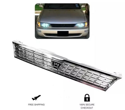 FOR TOYOTA COROLLA 1993 1997 FRONT GRILL JDM STYLE AE100 AE101 CHROME WITH LOGO