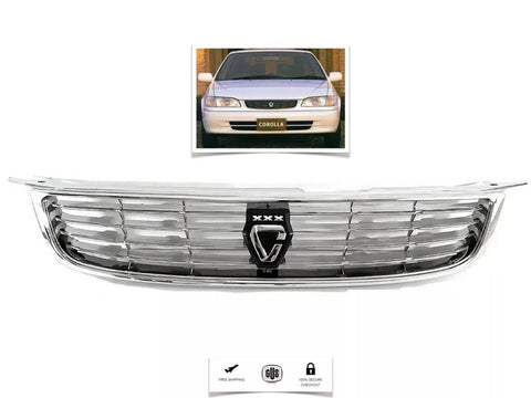 For 1998 2002 Toyota Corolla JDM Style Front Bumper Grill Chrome With Crown Logo