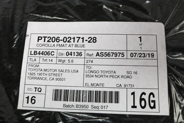 2014-2019 Toyota Corolla Genuine OEM Carpet Floor Mat 4pc Blue PT206-02171-28
