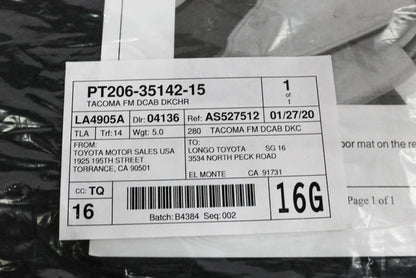 2012-2014 TACOMA DOUBLE CAB CARPET FLOOR MATS PT206-35142-15 GENUINE TOYOTA
