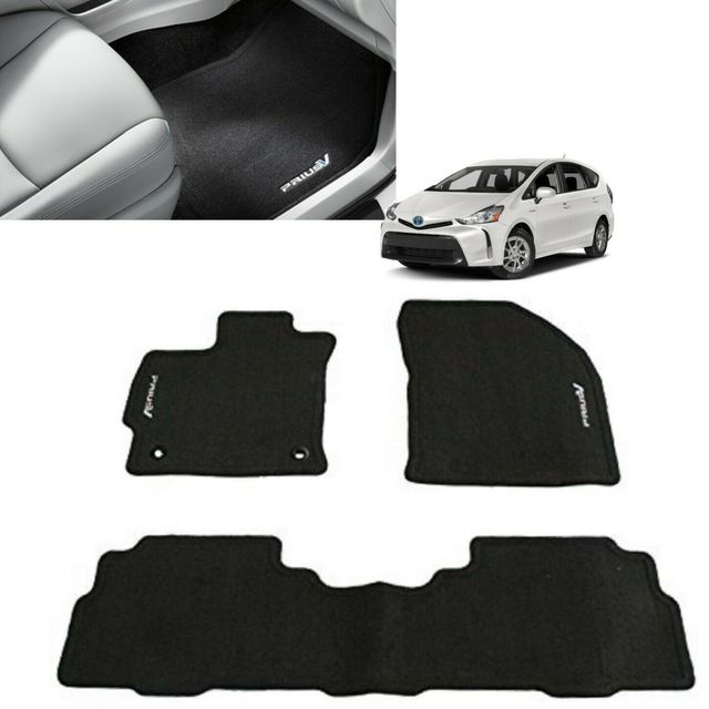 2012-2017 PRIUS V BLACK CARPET FLOOR MATS GENUINE TOYOTA PT208-47130-20