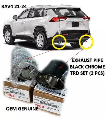 2019-2025 TOYOTA RAV4 BLACK CHROME EXHAUST TIPS GENUINE OEM SET OF 2