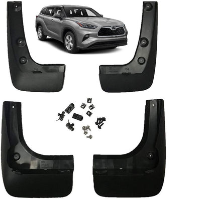 2020-2025 TOYOTA HIGHLANDER MUDGUARDS MUDFLAPS GENUINE OEM 4PC SET Black