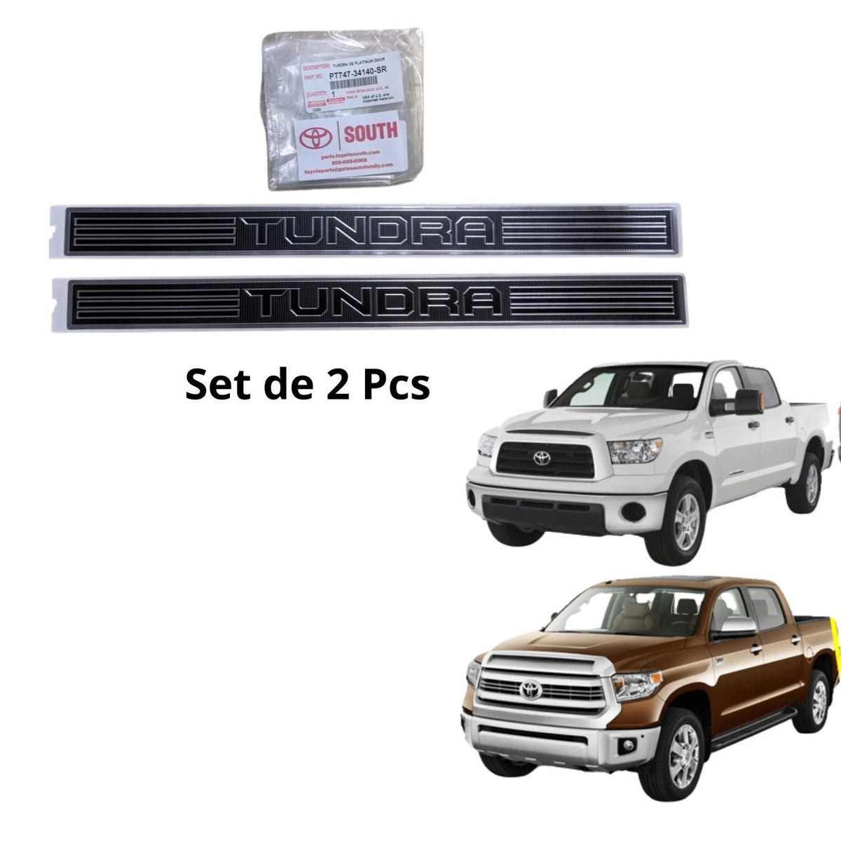 2007-2020 TUNDRA PLATINUM DOOR SILL PROTECTORS SATIN CHROME & BLACK 2 PC SET