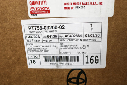 2018-2024 CAMRY & 2019-2022 AVALON 19" TRD MATTE BLACK WHEEL GENUINE TOYOTA