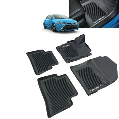 OEM 2019 Toyota Corolla Hatchback Black All Weather Rubber Floor Liner Mats Set