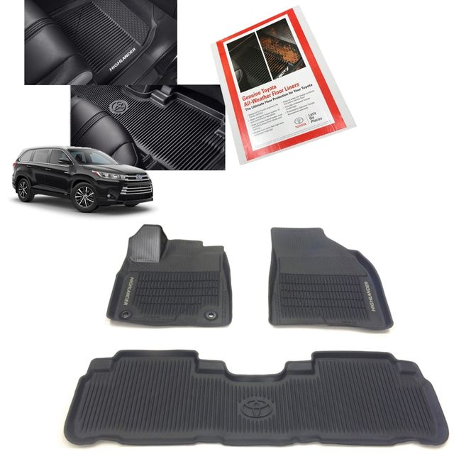 Toyota Highlander 2014 - 2019 All Weather Floor Liners Genuine OEM Set of 3