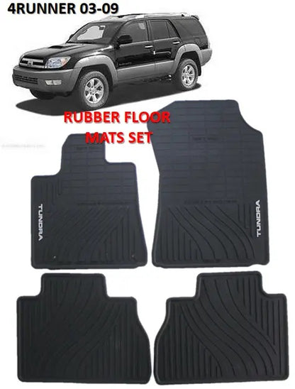 RUBBER FLOOR MATS SET 03-09 4RUNNER ALL WEATHER 4PC SET GENUINE PT908-89090-20