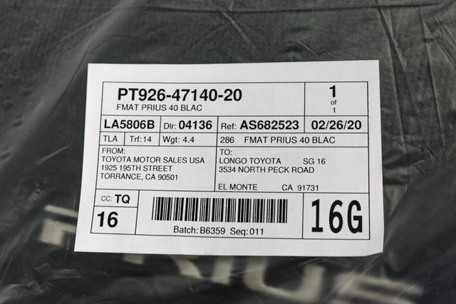 OEM 2012-2015 PRIUS DARK GRAY CARPET FLOOR MATS PT926-47140-10 GENUINE TOYOTA