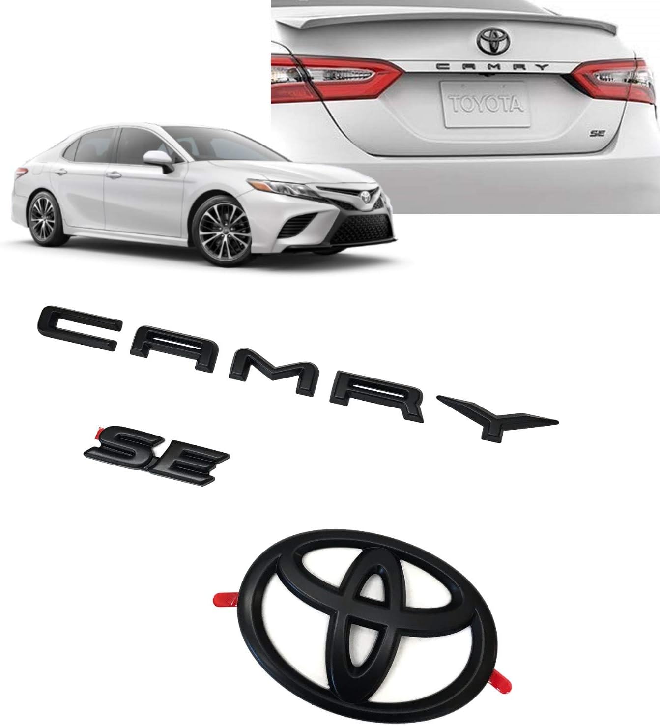 NEW 3PS 2018-2024 TOYOTA CAMRY XSE Gloss Black EMBLEM OVERLAY KIT PT948-03191-02