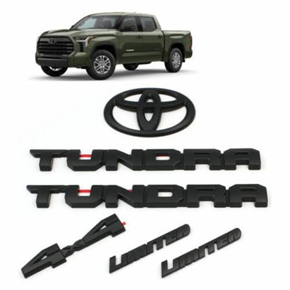 5PCS 2022 -25 TUNDRA "LIMITED" 4X4 Matte BLACKOUT EMBLEM BADGE OVERLAYS SET OEM