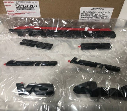 16-23 BLACKOUT DOOR EMBLEM KIT TRD SET 2 TACOMA, 2 SR5, 2 LIMITED, 1 4X4, 1 V6