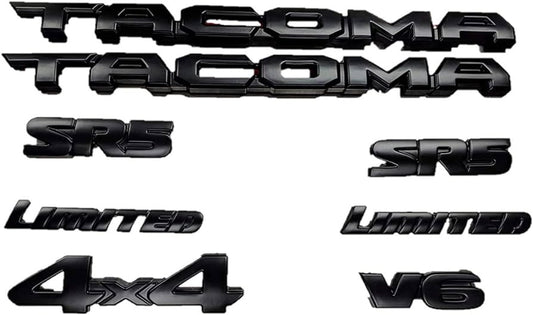 16-23 BLACKOUT DOOR EMBLEM KIT TRD SET 2 TACOMA, 2 SR5, 2 LIMITED, 1 4X4, 1 V6