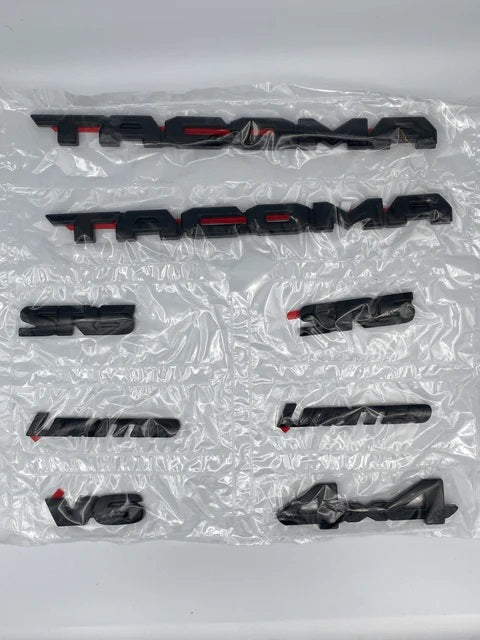 16-23 BLACKOUT DOOR EMBLEM KIT TRD SET 2 TACOMA, 2 SR5, 2 LIMITED, 1 4X4, 1 V6