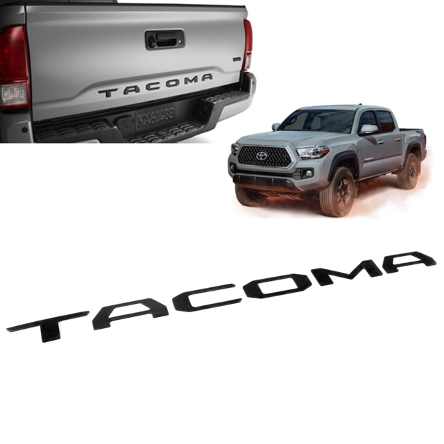 2016-2023 TOYOTA TACOMA RAISED FLAT BLACK TAILGATE EMBLEMS INSERT GENUINE OEM