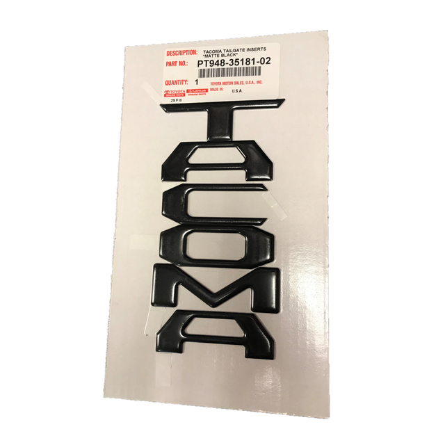 2016-2023 TOYOTA TACOMA RAISED FLAT BLACK TAILGATE EMBLEMS INSERT GENUINE OEM