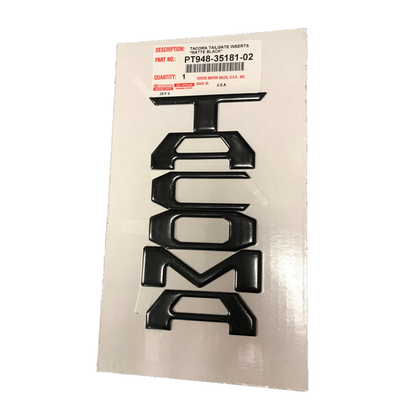 2016-2023 TOYOTA TACOMA RAISED FLAT BLACK TAILGATE EMBLEMS INSERT GENUINE OEM