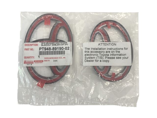 2010-2024 Toyota 4Runner Black Emblems PT948-89190-02 2PC Blackout Overlay Badge