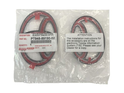 2010-2024 Toyota 4Runner Black Emblems PT948-89190-02 2PC Blackout Overlay Badge