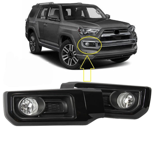 For 14 21 Toyota 4Runner Limited Fog Lamp Light And Gloss Black Bezel With Bulbs