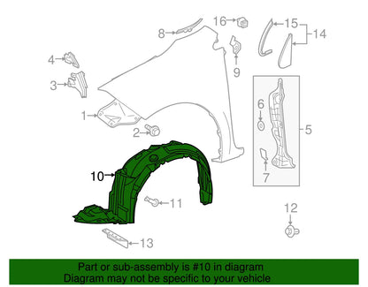 New Front Passenger Side Fender Liner For 2014-2016 Toyota Corolla TO1249178