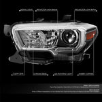 [LED DRL]For 16-23 Toyota Tacoma Chrome Bezel Amber Corner Projector Headlights