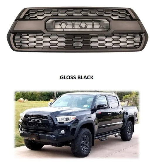 Grille Fit For Toyota Tacoma 2016-2023 Front Upper Bumper Gloss Black Grill