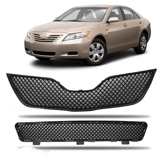 TOYOTA CAMRY 2010-2011 UPPER & LOWER GRILLE COMBO GLOSS BLACK MESH SET 2 PCS