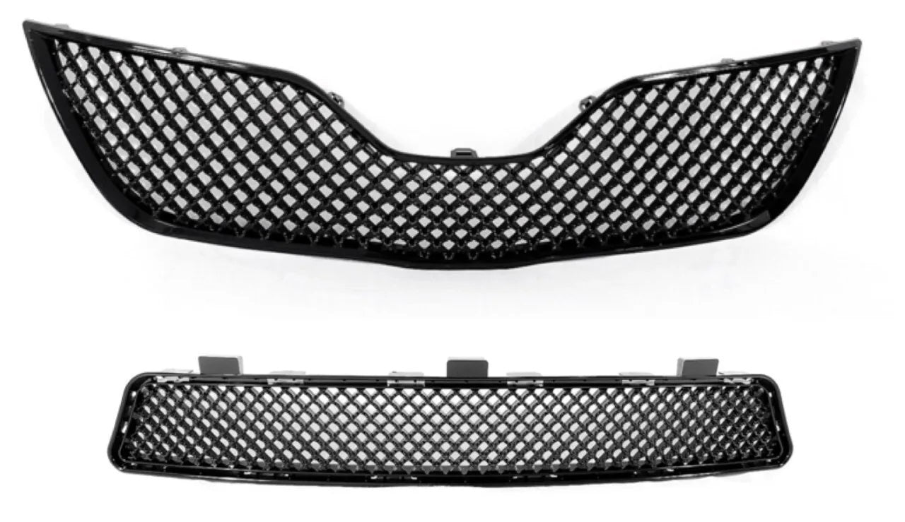 TOYOTA CAMRY 2010-2011 UPPER & LOWER GRILLE COMBO GLOSS BLACK MESH SET 2 PCS