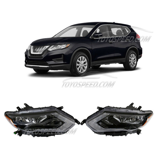 Headlight without bulb left and right Compatible with Nissan Rogue 2017 2018