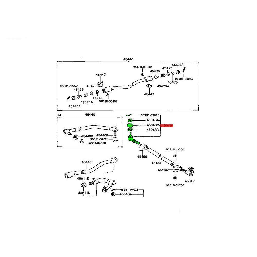 End Sub-Assy, Tie Rod, RH Toyota Dyna/Toyace 88-93 OEM GENUINE 45046-39185