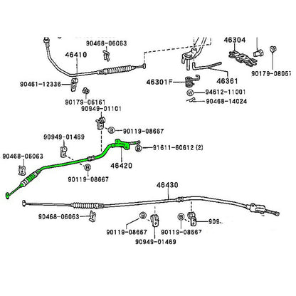 Cable Assy Parking Brake NO.2 Toyota Hilux 2WD 88-01 OEM GENUINE 46420-35580