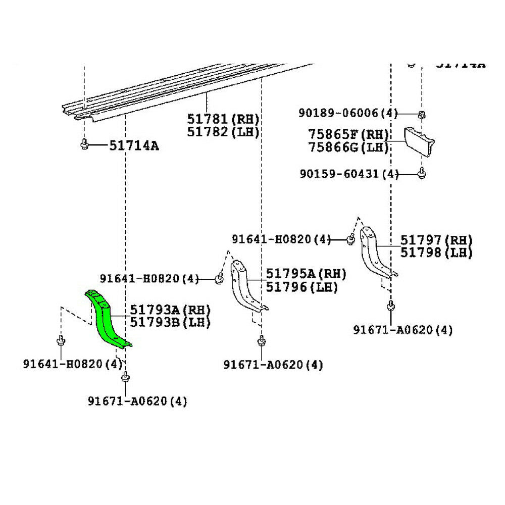 Bracket, Side Step, NO.1 RH Toyota 4Runner 09-13 OEM GENUINE 51793-60190