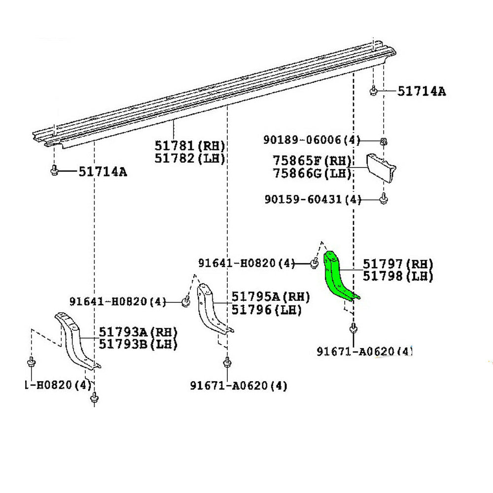 Bracket, Side Step Nº.3 RH TOYOTA 4RUNNER 09-13 OEM GENUINE 51797-60130