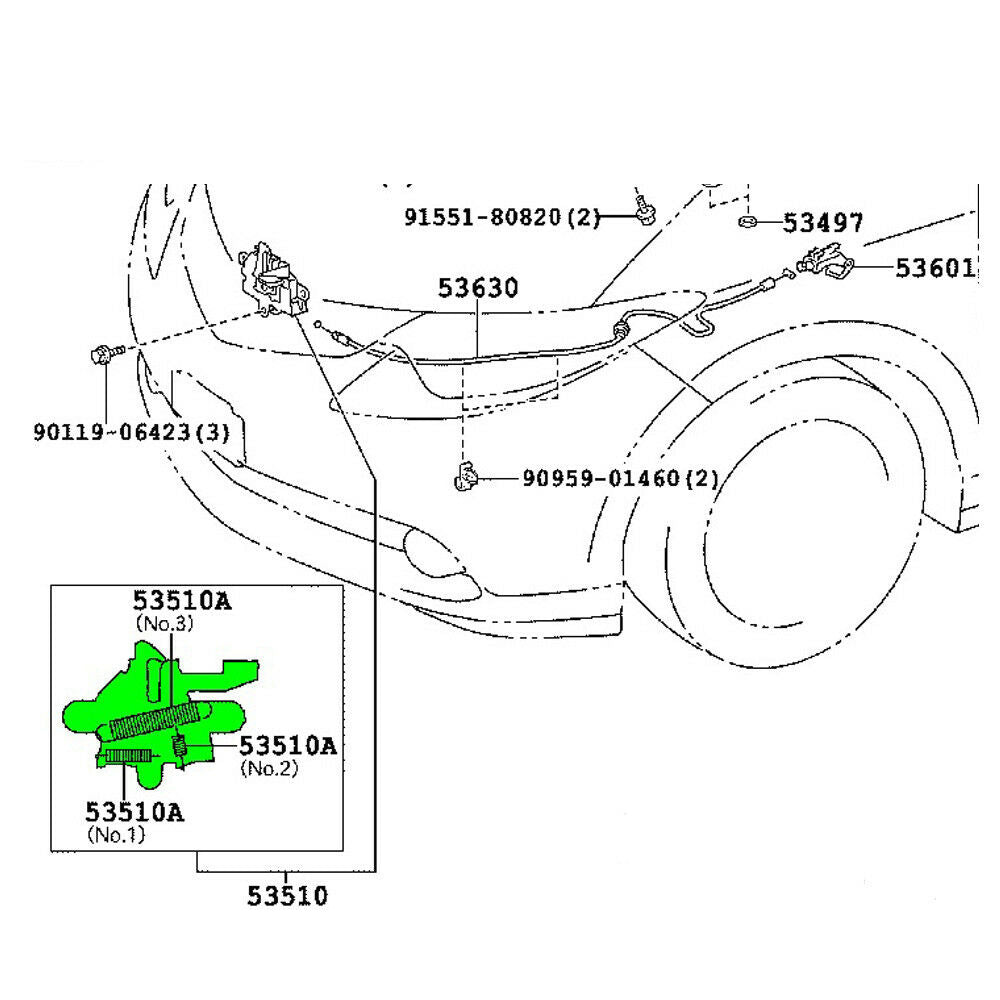 Lock Assy, Hood Toyota Previa 06-12 OEM GENUINE 53510-28120