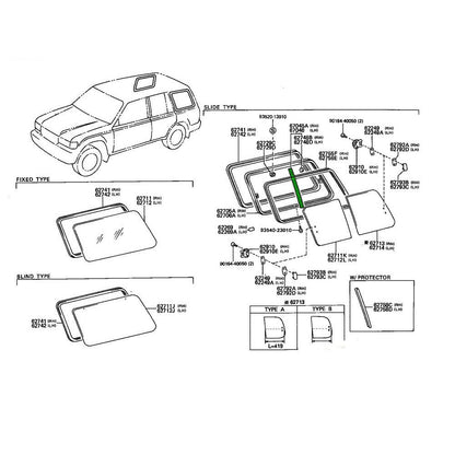 Frame Sub-Assy, Side Front Window, Center Rh Lexus LX450 OEM GENUINE 67045-60010