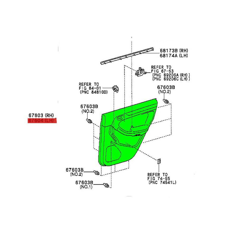 Board Sub-Assy, Rear Door Trim, LH 4RUNNER 02-09 OEM GENUINE 67640-35780-B1