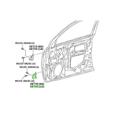 Hinge Assy Front Door Lower Lh Toyota Lexus GX460 09-13 OEM GENUINE 68740-12120