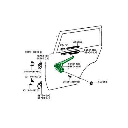 Regulator Sub-Assy, Rear Door Window Left Land Cruiser FJ62 69840-90A01