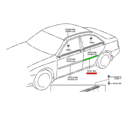 Moulding Rear Door Outside Lh Toyota Camry 2001-2006 OEM GENUINE 75742-33180-B0