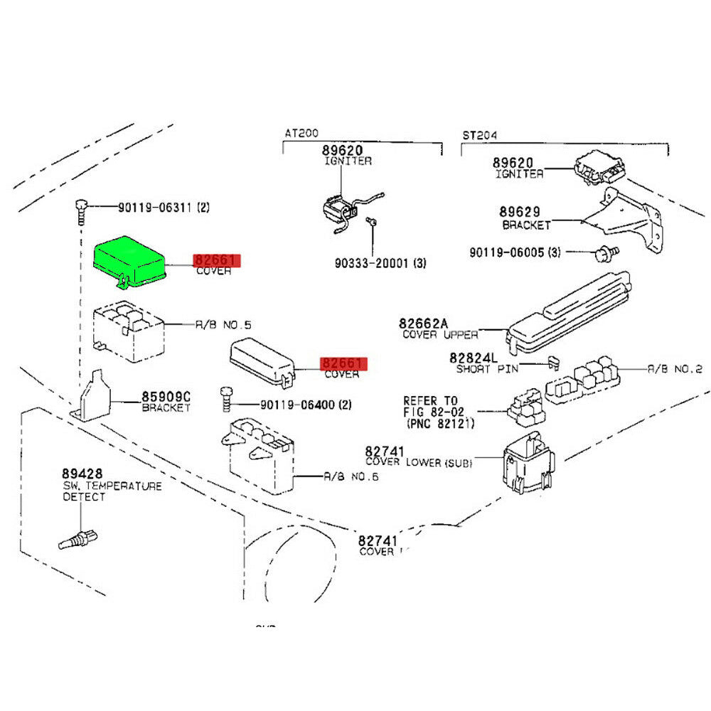 Cover, Relay Block, Upper NO.1 Toyota Celica ST202 93-97 OEM GENUINE 82662-20120