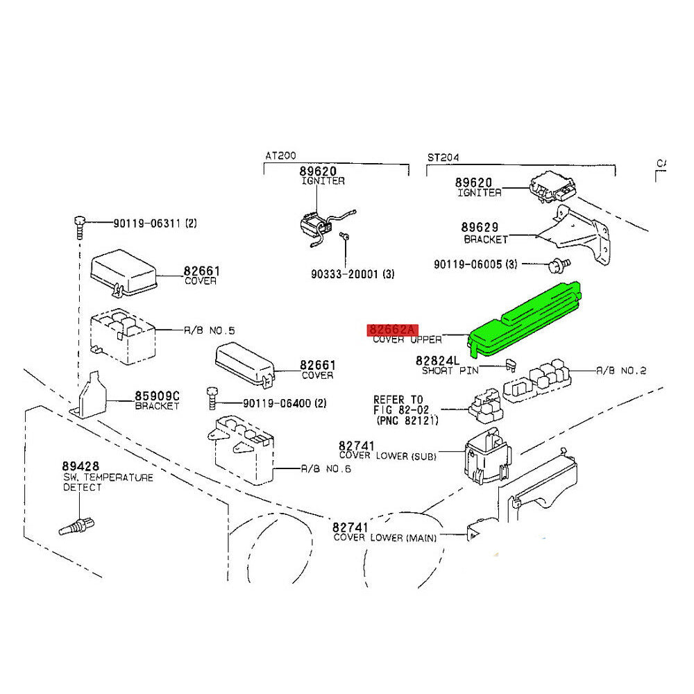 Cover, Relay Block, Upper, Nº1 Toyota Celica ST202 93-97 OEM GENUINE 82662-20150