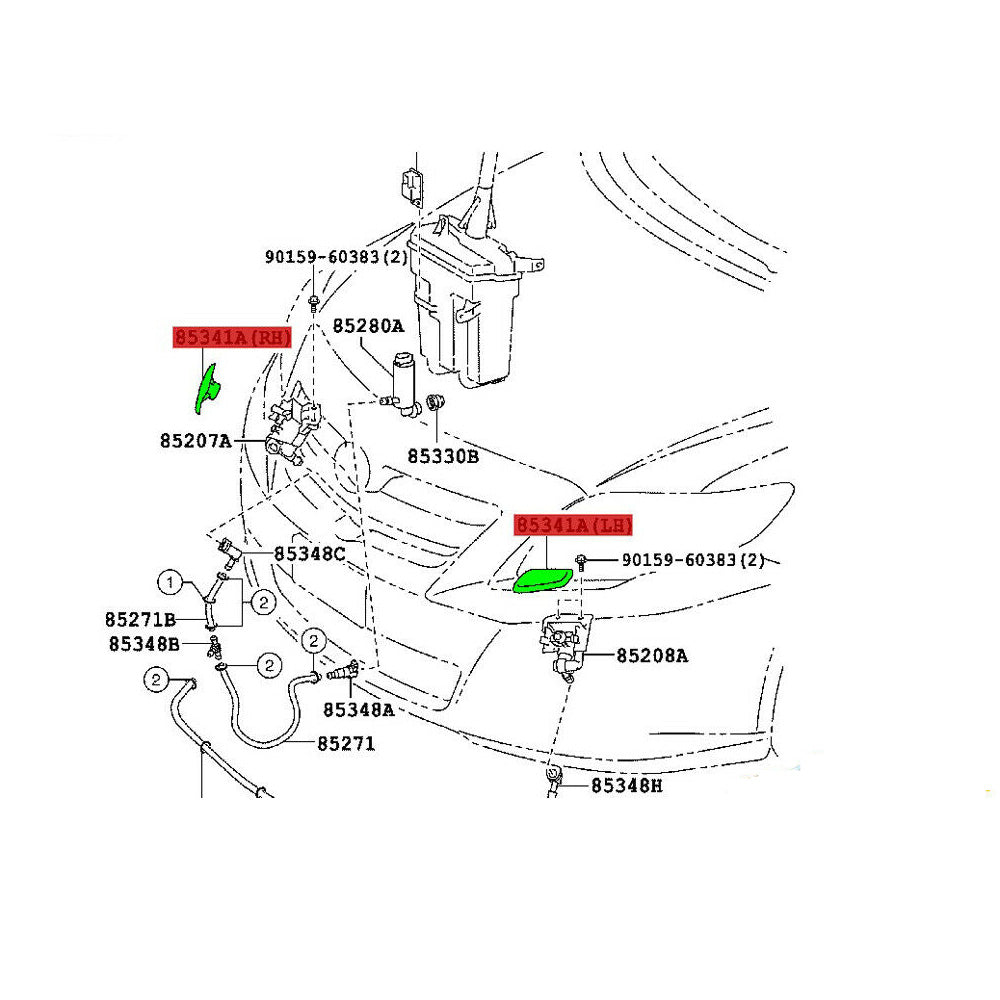 Cover Headlamp Cleaner Washer Nozzle LH Toyota Corolla 12-14 OEM GENUINE