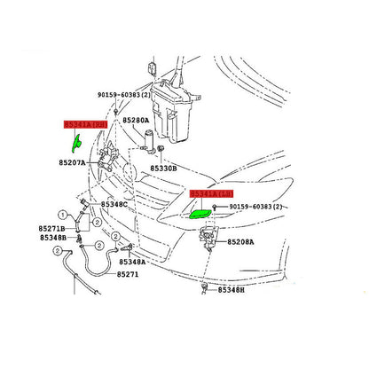 Cover Headlamp Cleaner Washer Nozzle LH Toyota Corolla 12-14 OEM GENUINE