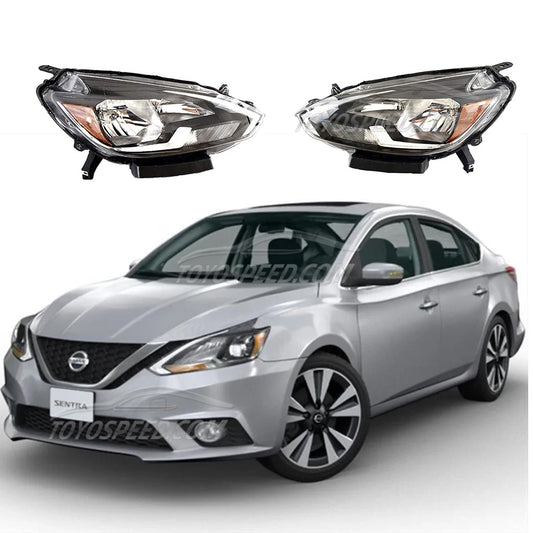 Headlights Fit For Nissan Sentra 2016 2018 Set Pair Black Housing LH RH