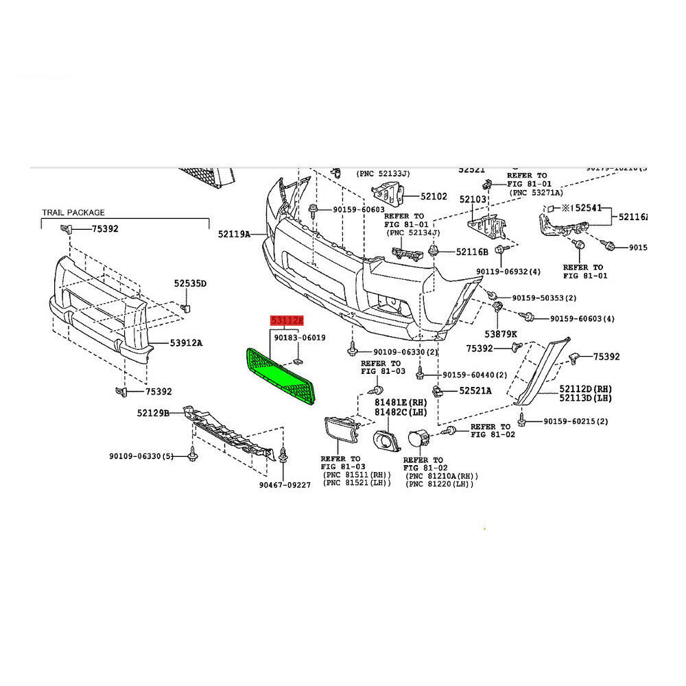 Grille Bumper Fit For 4Runner 09-13 SR5 Radiator Lower 53112-35050 TO1036126
