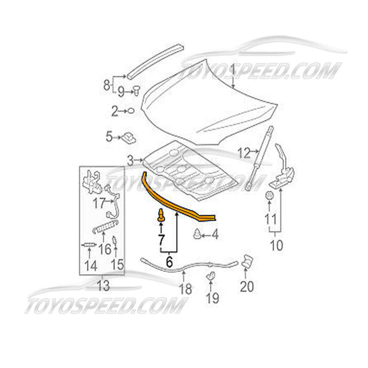 TOYOTA CAMRY 2007-2011 5338106040 GENUINE OEM FRONT SEAL HOOD