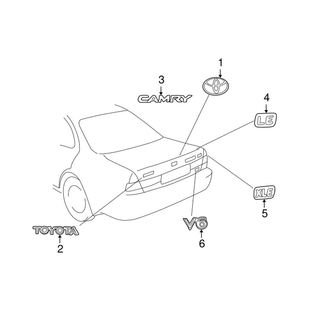 TOYOTA CAMRY 1997-2001 7544333900 NAME PLATE GENUINE OEM