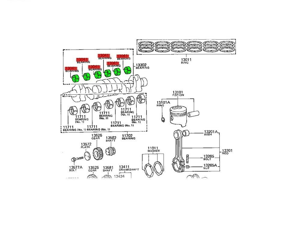 Rod Bearing Engine 2H Fit For Toyota Land Cruiser Coaster